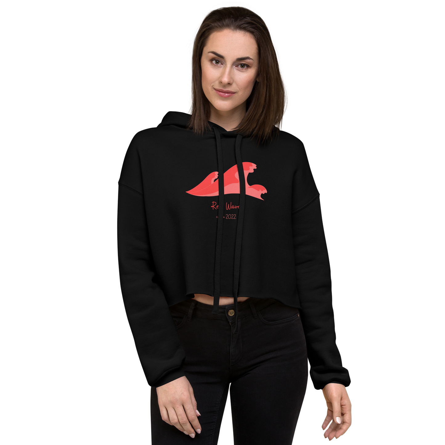 Women's 'Red Wave' Crop Hoodie